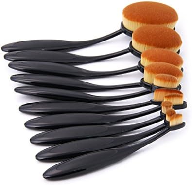 Toothbrush Type Makeup Brushes Kit - 10 Pieces the Oval Brush Superfine Fiber Bristle Cosmetic Tool Blending Brush Set Liquid Cream Powder Foundation Brush