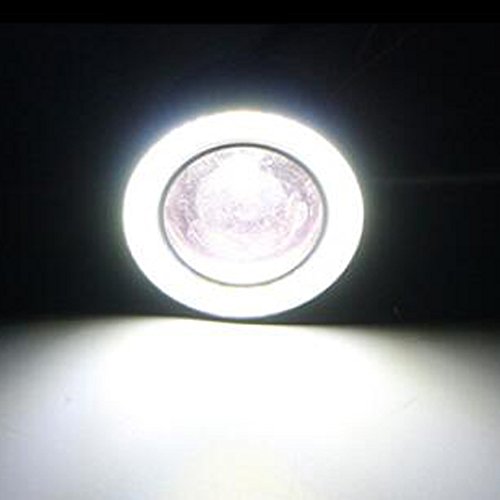 LEDHOLYT 2pcs High Power COB LED Fog Light Projector White Angel Eye Halo Ring DRL Driving Xenon White Lamp (2.5in, White)