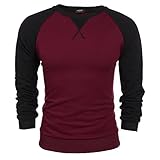 Coofandy Men's Long Sleeve T-shirt Casual Tee Cotton Raglan Shirts