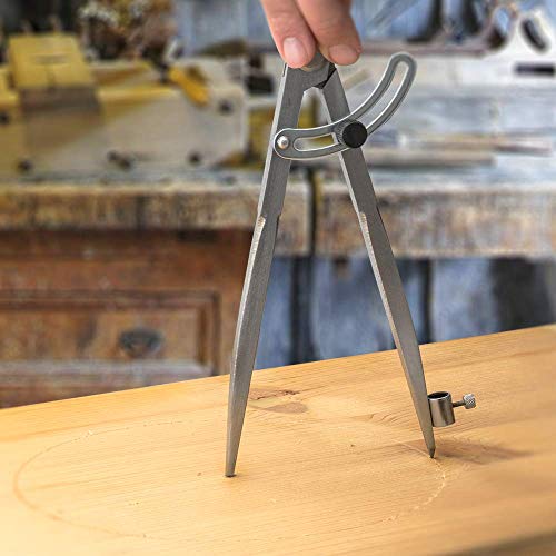 Offidea Professional Woodworking Compass with Wing and Pencil Holder, 8 Inch - Ideal Divider for Carpenter, Drafting, Geometry - Perfect for Drawing or Scribe Large Circle for Any Projects