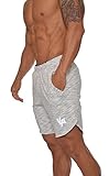 YoungLA Men's Running Shorts Athletic Gym Jogging Workout Powerlifting with Front Pockets Marble Medium