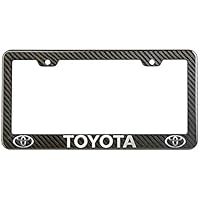 LuxeAccessories Toyota License Plate Frame Carbon Fiber Look Style Glossy Plastic