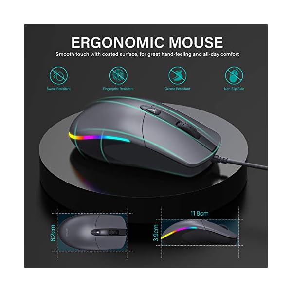 Wired-Mouse-Jelly-Comb-Optical-Gaming-Mice-with-Silent-Clicking-and-RGB-Backlight-for-PC-Computer-Laptop-1600-DPI-Black-and-Dark-Grey Wired Mouse, Jelly Comb Optical Gaming Mice with Silent Clicking and RGB Backlight for PC Computer Laptop, 1600 DPI…