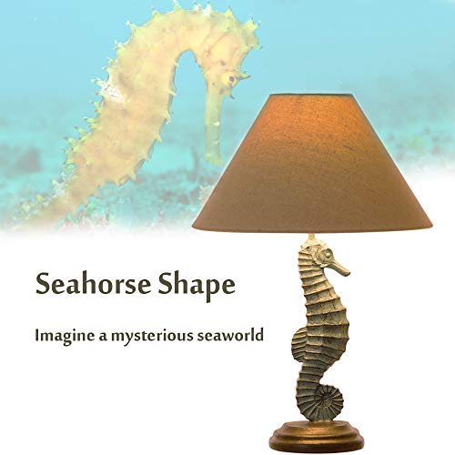 Glitzhome-2028H-Table-Lamp-Farmhouse-Rustic-DesignTraditional-Elegant-Polyresin-Seahorse-and-Wooden-Base-with-Neutral-Lampshade-SoftAmbient-Lighting-Perfect-for-Living-RoomOffice-Green
