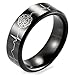 SHARDON Men's 8mm Black Beveled Tungsten Ring with Engraved Firefighter Shield and EKG Size 10
