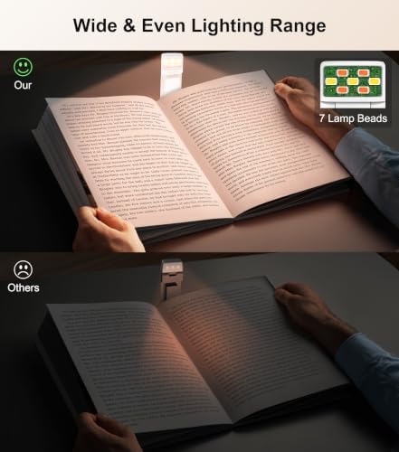 Lampe de Lecture Rechargeable, Liseuse Lampe Clip au Lit 43g Légère