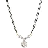 KISHUSOON Indian Mangalsutra for Women CZ Pendant Necklace Black Beads Ethnic Traditional Mangalsutra Bollywood Jewelry