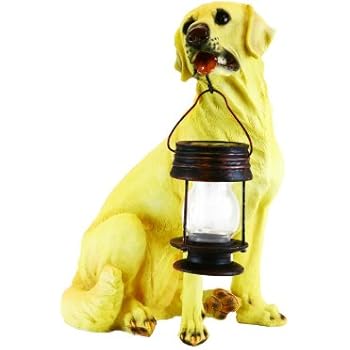 Tricod B5185A Yellow Labrador Dog With Lantern Solar Light - Landscape