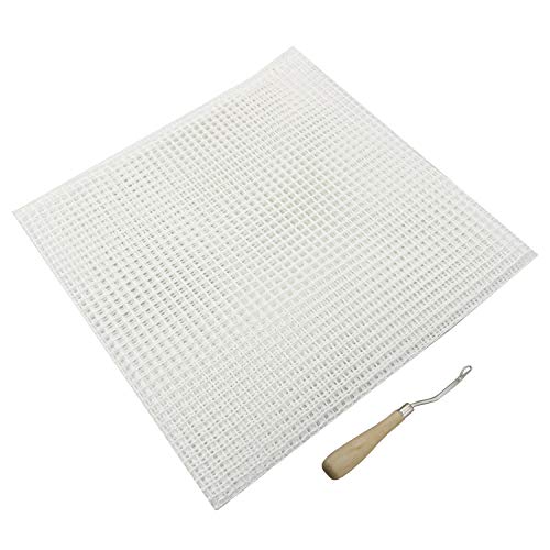 NX Garden 50x100cm Blank Rug Hooking Mesh and Bent Latch Crochet Hook with Wood Handle DIY Kit Tool for Tapestry Carpet Rug Making Embroidery Crafts Decor
