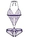 ADOME Women Lingerie Teddy Deep V Halter One Piece Babydoll Mini Lace Bodysuit