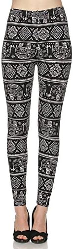 The Yashar Co Womens Ultra Soft Graphic Printed Skinny Stretchy Legging Pants - Plus Size, Black Hennesy
