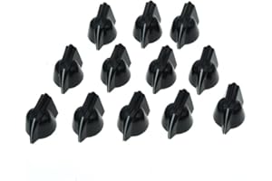 KAISH 12pcs 1/4" Vintage Raised Mini Chicken Head Knobs - Small Size Guitar Bass Potentiometer Knobs with Set Screw - Black