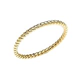 10k Yellow Gold Dainty Stackable Rope Design Ring (Size 7)