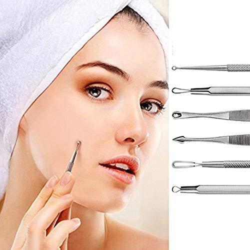 LUVODI 7 Pcs Pimple Popper Kit Blackhead Remover Comedone Extractor Acne Needle Removal Tool Set Facial Skin Care Tool Kit - Treatment for Blemish, Whitehead, Zit Popping