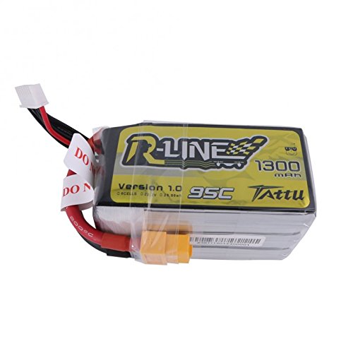 Tattu r-line lipo battery pack 1300mah 22.2v 95c 6s wit…