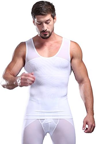 TITARR Compression Vest Elastic Slim ShapewearMen's Extreme Compression Shirt (XL, White)