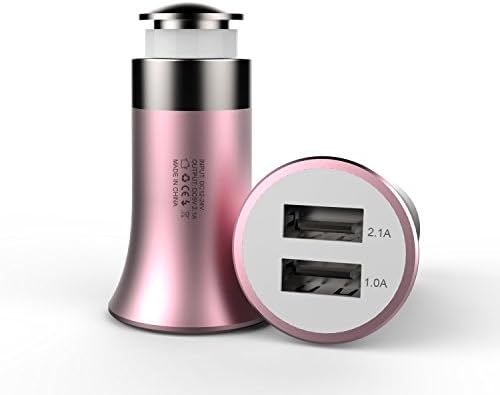 Car Charger,Yaletu Aluminum Alloy Dual-Port Rapid USB Car Charger for iPhone 7 / 6s / Plus, iPad Pro / Air 2 / mini, Galaxy S7 / S6 / Edge, Note 5 / 4, LG, HTC and More - Rose Gold