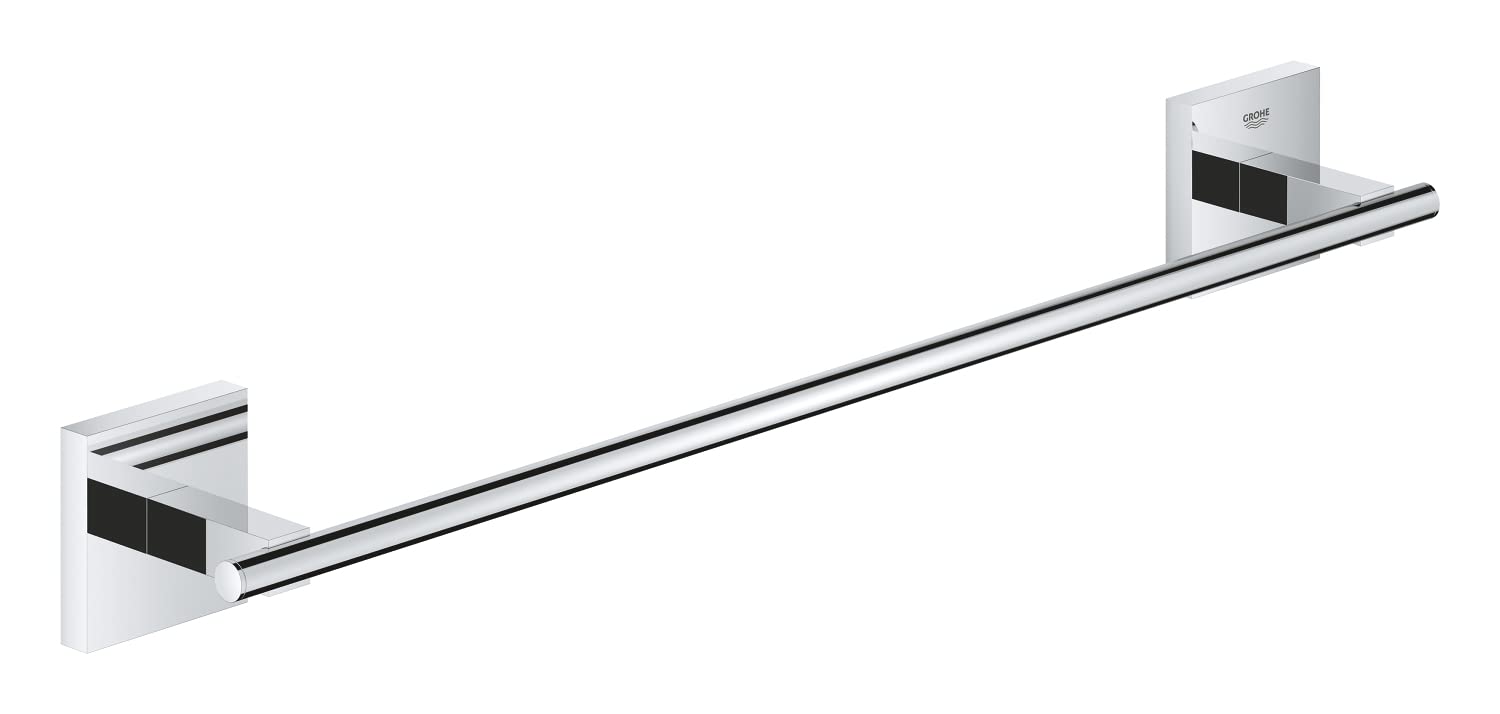 GROHE Start Cube Towel Rail – Bathroom Wall Mounted Towel Holder (Metal, Concealed Fastening, Including Screws and Dowels), Size 450 mm, Extra Easy to Fit with GROHE QuickGlue, Chrome, 40987000