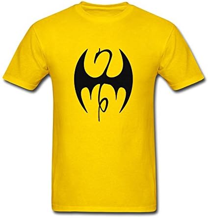 Wuliy Men's Iron Fist Dragon Logo T-shirt Yellow L