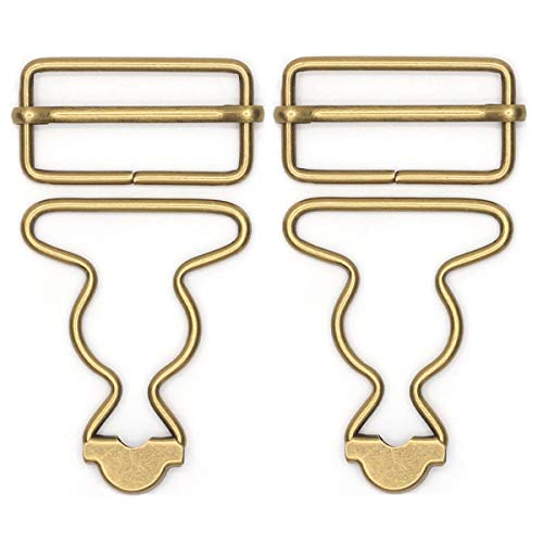 Enosea Suspenders Metal Overall Buckles, 6 Sets Dungaree Fastener Gourd Buckles with Slider, Antique Brass (1.25 inch) - Thumbnail 5
