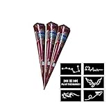 India Painting Tattoo Paste Cone,3 Tube Brown Paste Cone Temporary Tattoo Kit Indian Body Art Painting Drawing with free Stencil