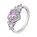 Haluoo Amethyst Rings, Three Hearts Oval Cut Fire Opal Statement Ring Fashion Gemstone Engagement Wedding Promise Ring Emerald Cut Eternity Bands for Women Girls Size 6-10 (6, Silver)thumb 1