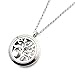Tree of Life Essential Oil Diffuser Necklace Stainless Steel Aromatherapy Jewelry with 20 Inch Rolo Chain 5 Pads