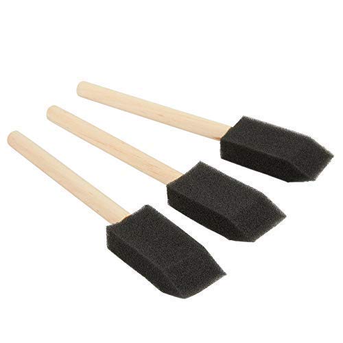 JMAF 1 inch Foam Sponge Wood Handle Paint Brush Set (30 PCS) - Lightweight, Durable and Great for Acrylics, Stains, Varnishes, Crafts, Art