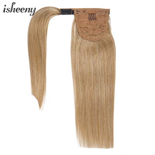 14" Human Ponytail Hair Extensions Remy Human Hair Piece For Women - 1 Piece Hairpiece 60 Grams Wrap Around Ponytail Human Hair Extensions Light Brown #27 Color - Thumbnail 2