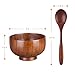 Wooden Small Round Bowl with Spoon Set for Rice, Soup, Dip, Decoration