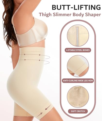 OXYSAIKO Tummy Control Shapewear for Women High Waisted Body Shaper Shorts Seamless Shapewear Slip Shorts for Under Dresses