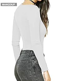 MANGDIUP Mono elástico de manga larga con cuello redondo para mujer