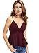MAKEMECHIC Women's Sexy V Neck Backless Camisole Scalloped Peplum Cami Top Burgundy M