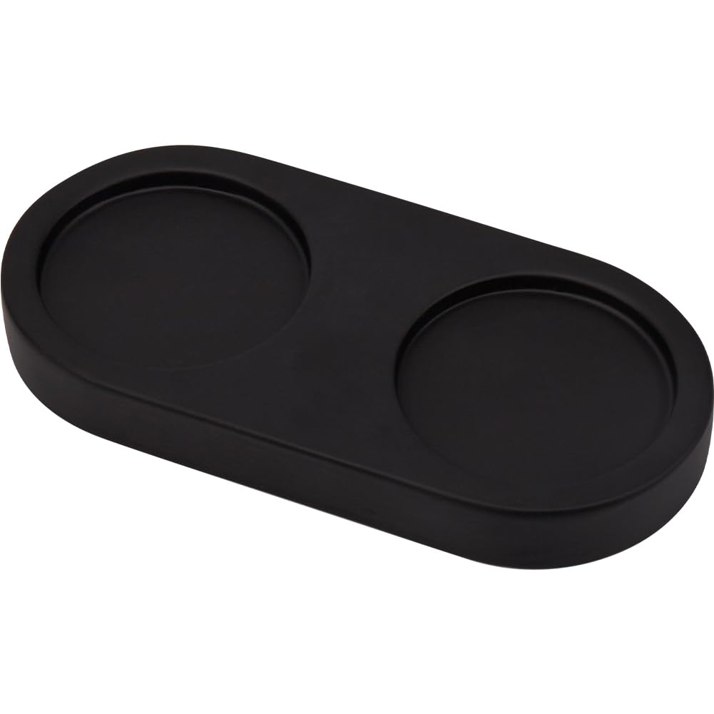 GORGECRAFT Black Wooden Salt and Pepper Mill Tray Acacia Wood Tray Peper 2 Mill Holder & Shakers Salt & Pepper Grinder Rest for Kitchen Storage Accessories Holder Home Decor Crafts