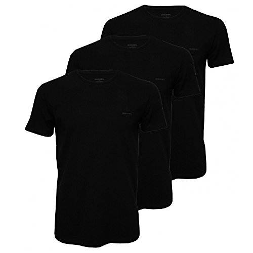 Diesel Men's Jake 3-Pack Essentials Crew Neck T-Shirt, Black, X-Large
