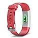 Juboury Fitness Tracker, Slim Heart Rate Smart Bracelet Wearable Pedometer Touch Screen Activity Tracker Fitness Watch for Android and IOS Smart Phones (Red)
