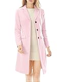 Allegra K Women's Notched Lapel Button Closure Worsted Coat