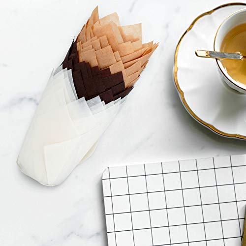 TRUSBER Tulip Cupcake Liners, 150 pieces Baking Cups Baking Cup Holders and Muffin Baking Cups for Wedding, Birthday, Christmas, Baby Shower Parties, Brown, White and Nature color - Thumbnail 4