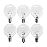 6 Pack Wax Warmer Bulbs,G50 25 Watt Bulbs for Full Size Scentsy Warmers,G16.5 Globe E12 Incandescent Candelabra Base Clear Light Bulbs for Candle Wax Warmer,1.97 Inches,Long Last Lifespan