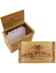 Customized Bamboo Wood Recipe Box Holder - Custom Personalized Family Recipe Boxes Gift for Kitchen, Home Decor, Wedding, Housewarming, Couples