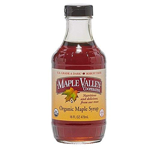 Maple Valley Organic Pure Maple Syrup, Dark & Robust Better Than Pancake Syrup, Use for Coffee or All-Natural Sugar Substitute in Cooking and Baking (16oz Glass Bottle)USDA Organic