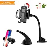 Car Phone Mount, ILDZMMC 3-in-1 Universal Phone Holder For Car Dashboard Windshield Mount Air Vent Car Phone Holder for iPhone X/8/8P/7/6/6S, Samsung Galaxy S5/S6/S7/S8 LG Huawei and More (Black)