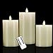 smtyle Flameless Candles for Fireplace Candelabra or Desk Decor Flickering with Moving Flame Wick Bright Pillar Candle with Remote Control Timer Battery Operated Ivory Flat Top 3