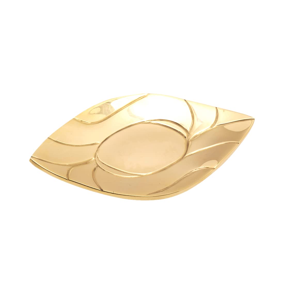 NKlaus Candle plate oval 6x4cm inside brass gold coaster with pattern modern deco 10522