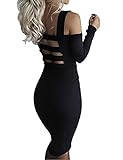 Allegrace Women Sexy Off Shoulder Long Sleeve Stretch Bodycon Party Bandage Dresses