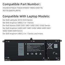 YXKC H5CKD Laptop Battery Replacement Compatible
