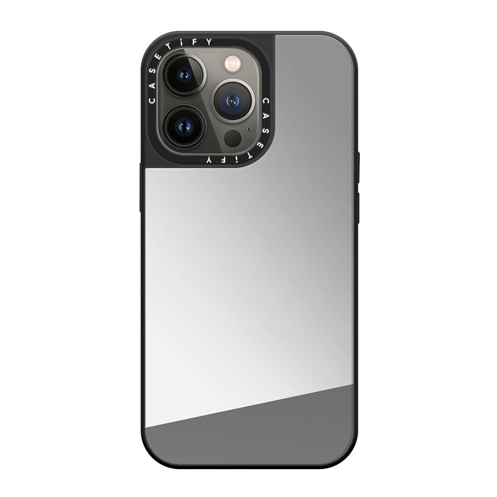 CASETiFY Mirror iPhone 13 Pro Case [Reflective / 4.9ft Drop Protection/Compatible with Magsafe] - Silver On Black