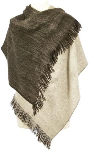 Hand-loomed Alpaca Shawl, Wrap or Cape - Sophisticated Luxuory (Cocoa & Cream)