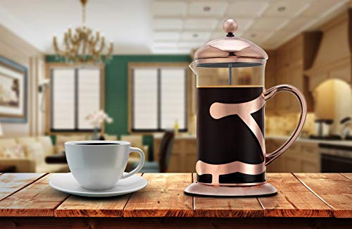 SmartHom French Press Coffee Maker 34 Oz 8 Cups, Particular Coffee Press & Tea Maker with Triple Filters & Plated Stainless Steel Base & Durable Heat Resistant Glass