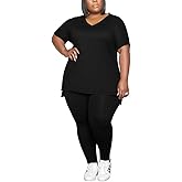 PINSV Women's Plus Size 2 Piece Outfits Sweatsuits Tracksuit Loungewear Sets